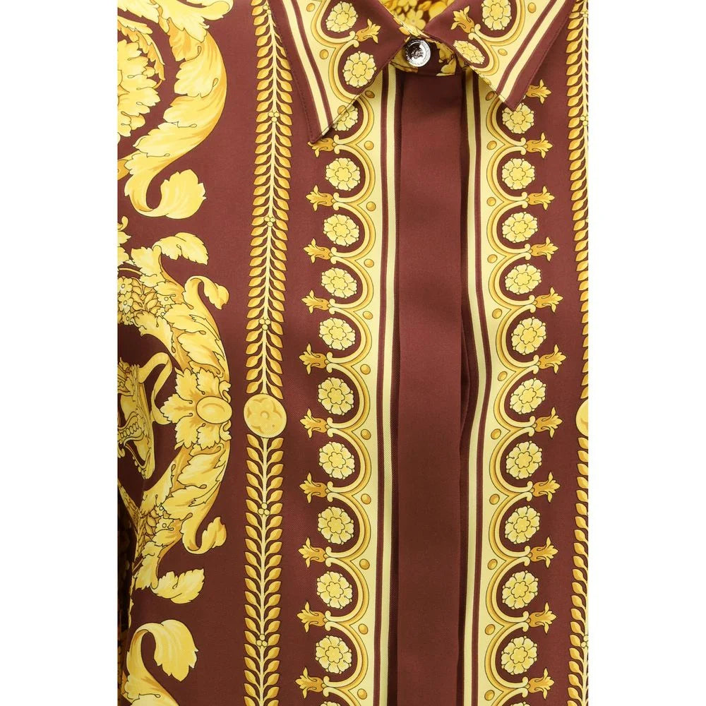 Versace Bordeaux Silk Pattern Shirt - IT42 | L