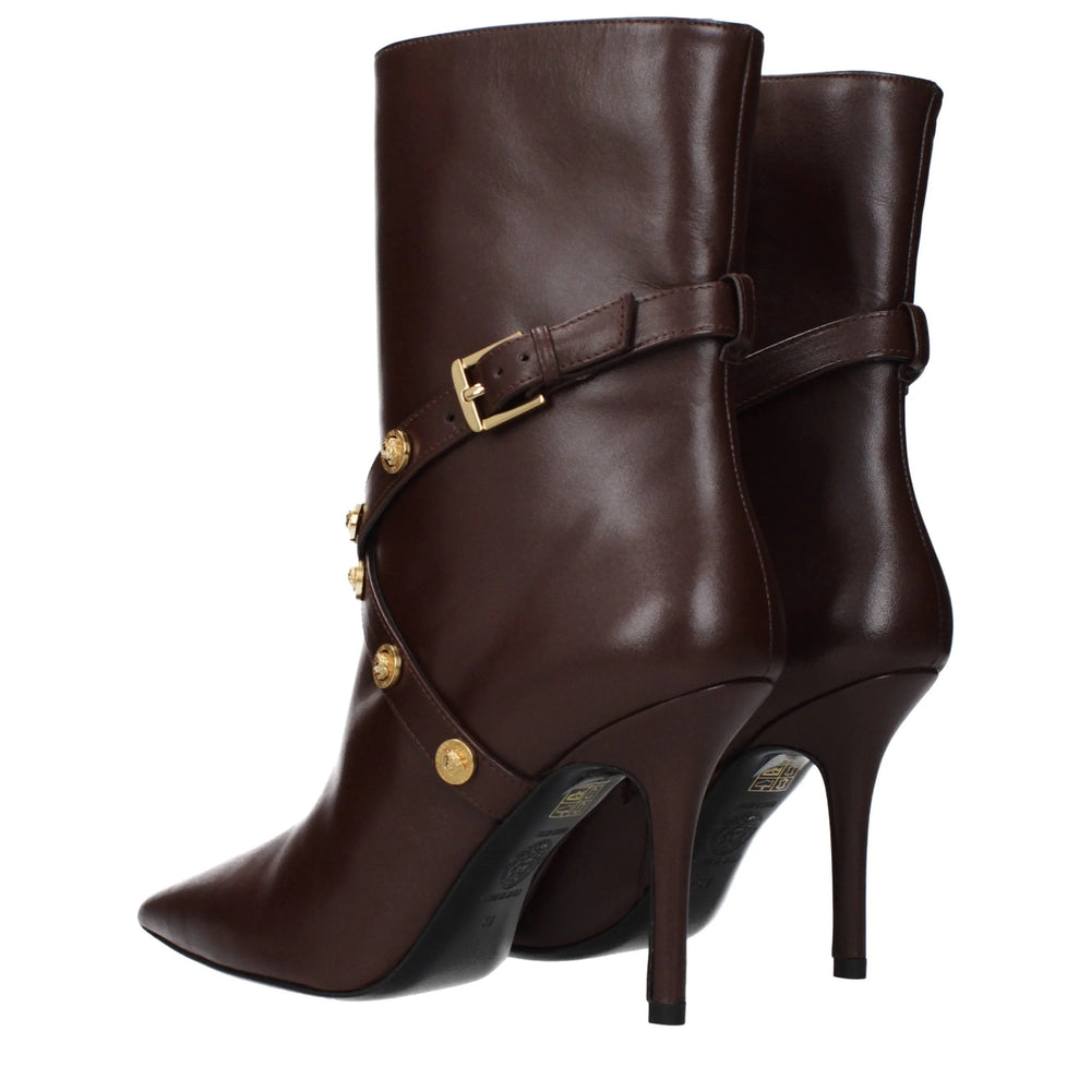 Versace Brown Leather Ankle Boots