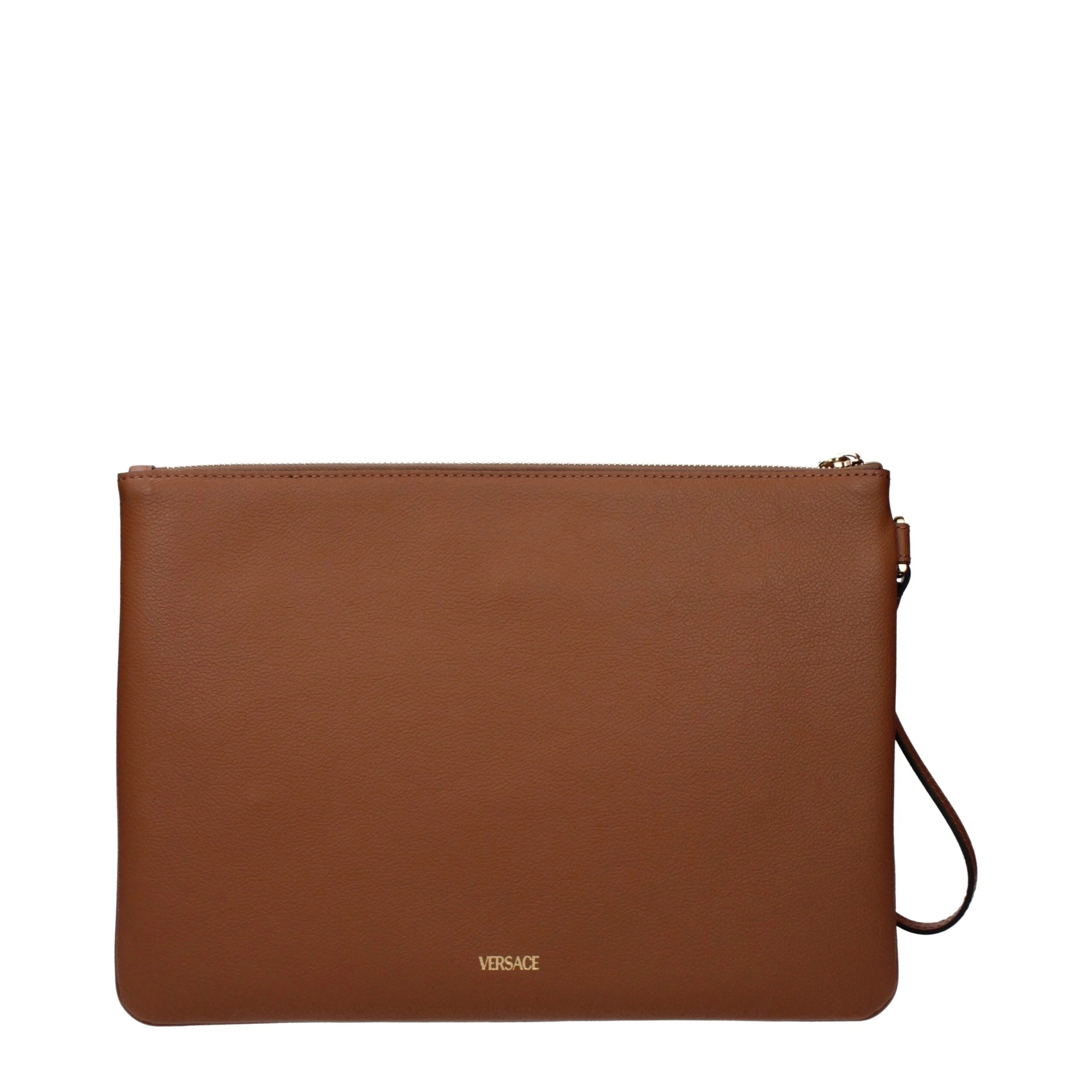 Versace Brown Leather Clutch Bag