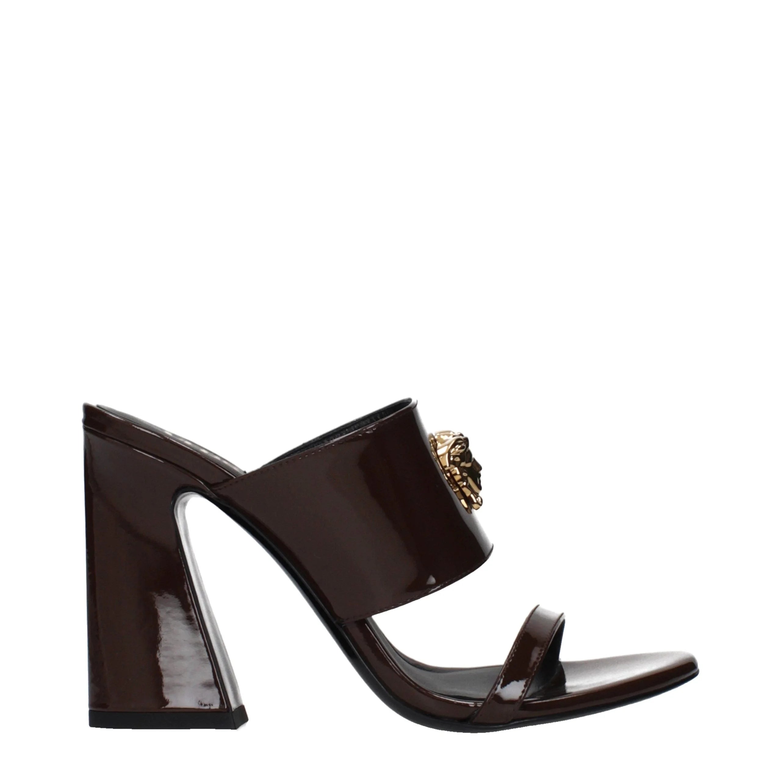 Versace Brown Leather Stiletto Heel Sandals