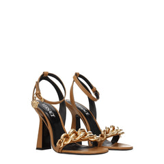 Versace Brown Leather Stiletto Heels Sandals - EU39/US9