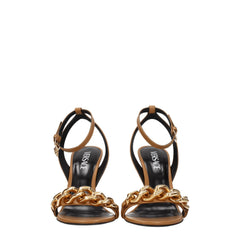Versace Brown Leather Stiletto Heels Sandals - EU39/US9