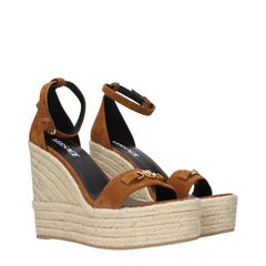 Versace Brown Leather Wedge Sandals - EU40/US10