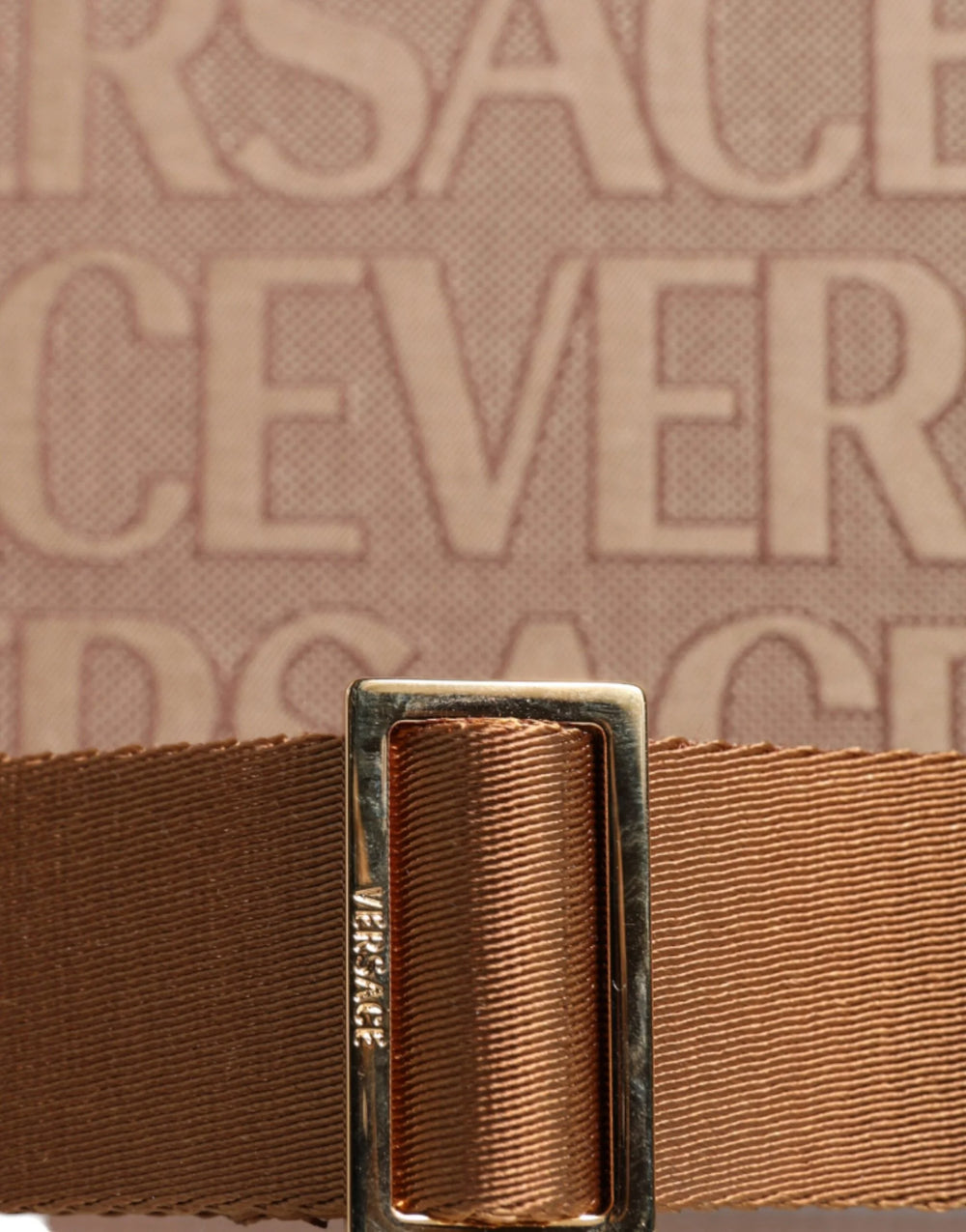 Versace Brown Top Handle Jacquard Leather Logo Crossbody Tote Bag - Cross Body Bags