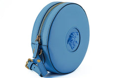 Versace Chic Blue Leather Round Shoulder Bag - Shoulder Bags