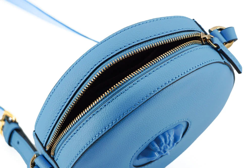Versace Chic Blue Leather Round Shoulder Bag - Shoulder Bags