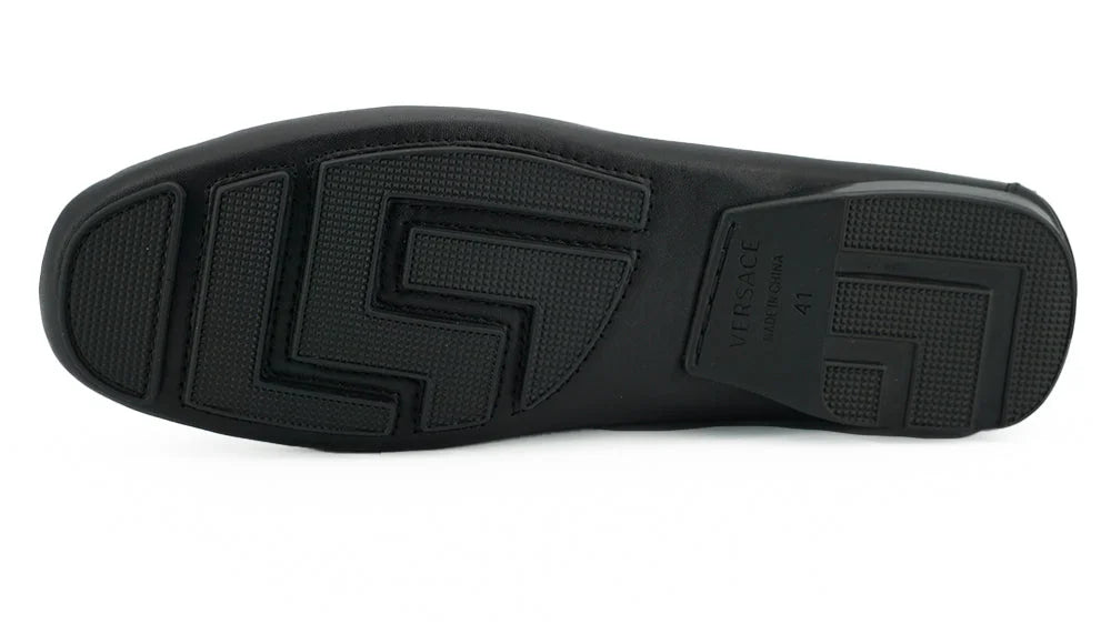 Versace Elegant Black Calf Leather Men’s Loafers - EU39/US6 - Flats