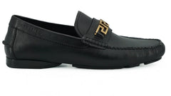 Versace Elegant Black Calf Leather Men’s Loafers - EU39/US6 - Flats
