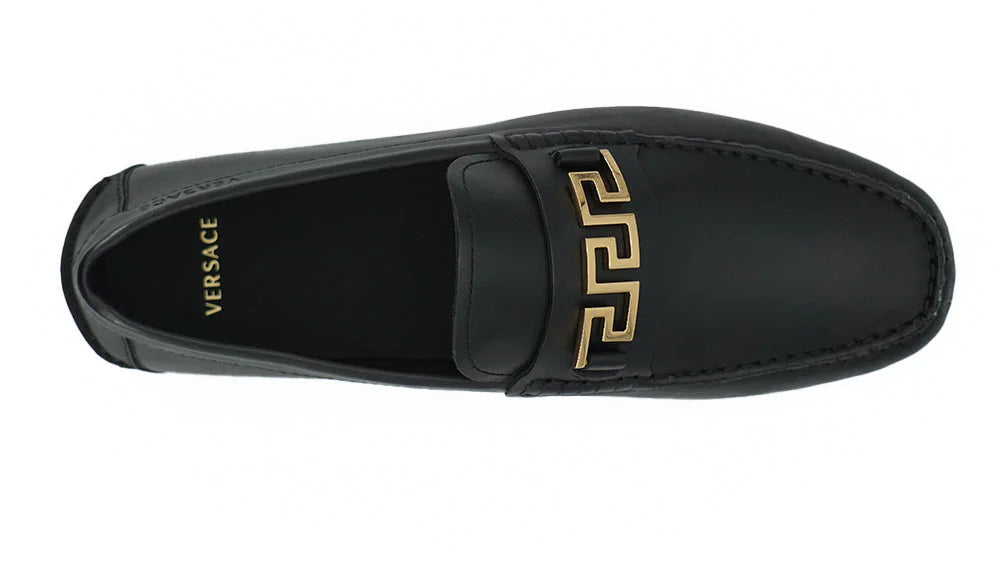Versace Elegant Black Calf Leather Men’s Loafers - EU39/US6 - Flats