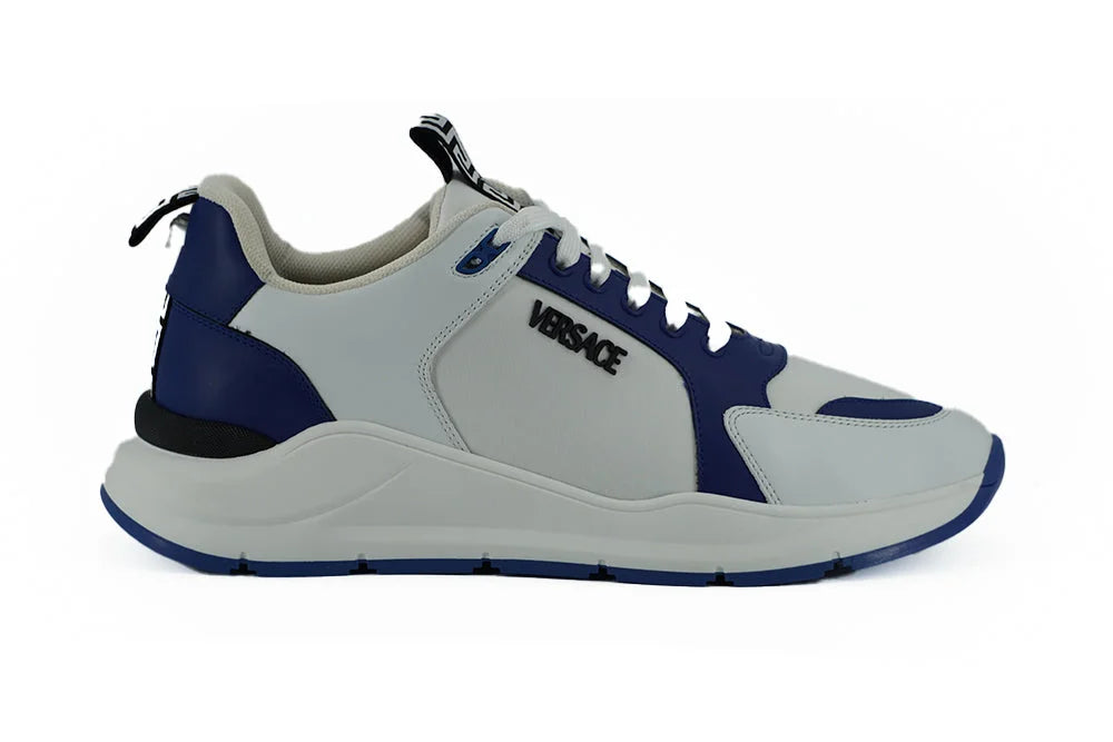 Versace Elegant Blue and White Leather Sneakers - EU44/US11 - Sneakers