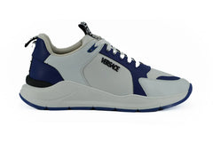 Versace Elegant Blue and White Leather Sneakers - EU44/US11 - Sneakers