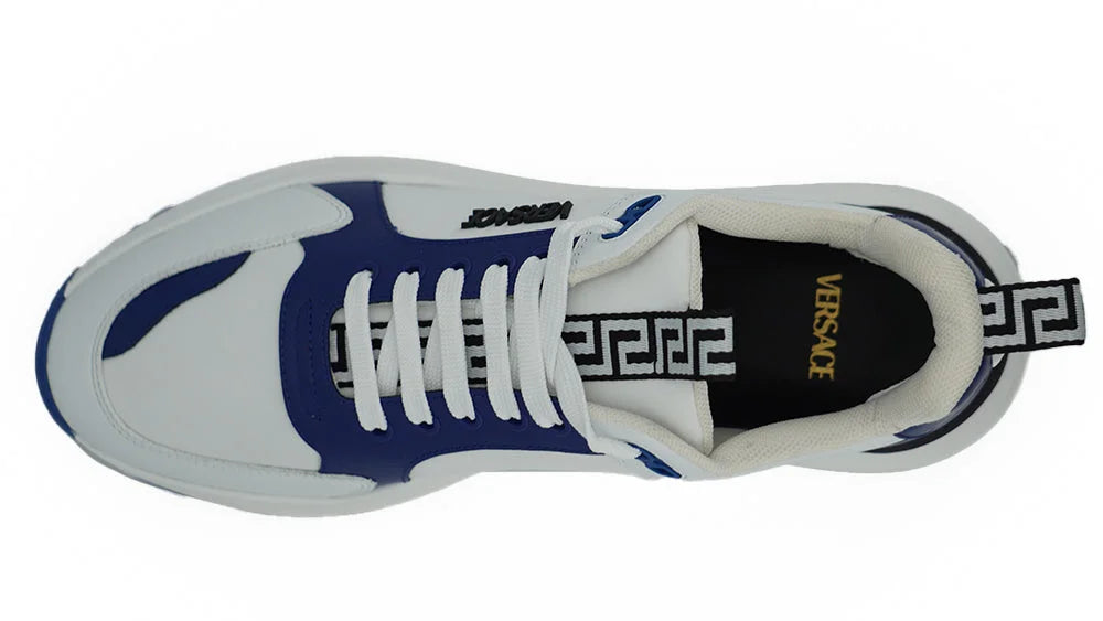 Versace Elegant Blue and White Leather Sneakers - EU44/US11 - Sneakers