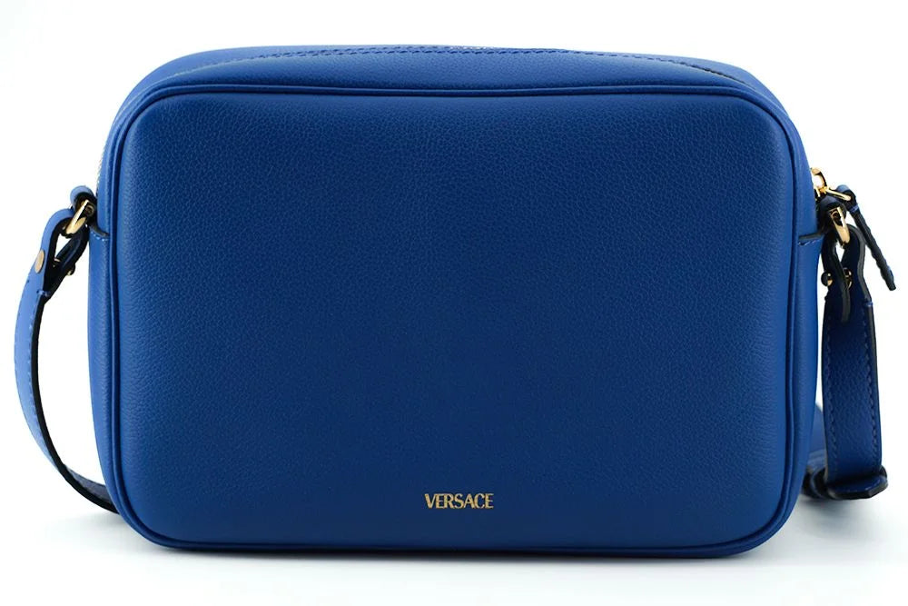 Versace Elegant Blue Calf Leather Camera Case Bag - Cross Body Bags