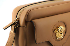 Versace Elegant Brown Leather Camera Case Shoulder Bag - Shoulder Bags