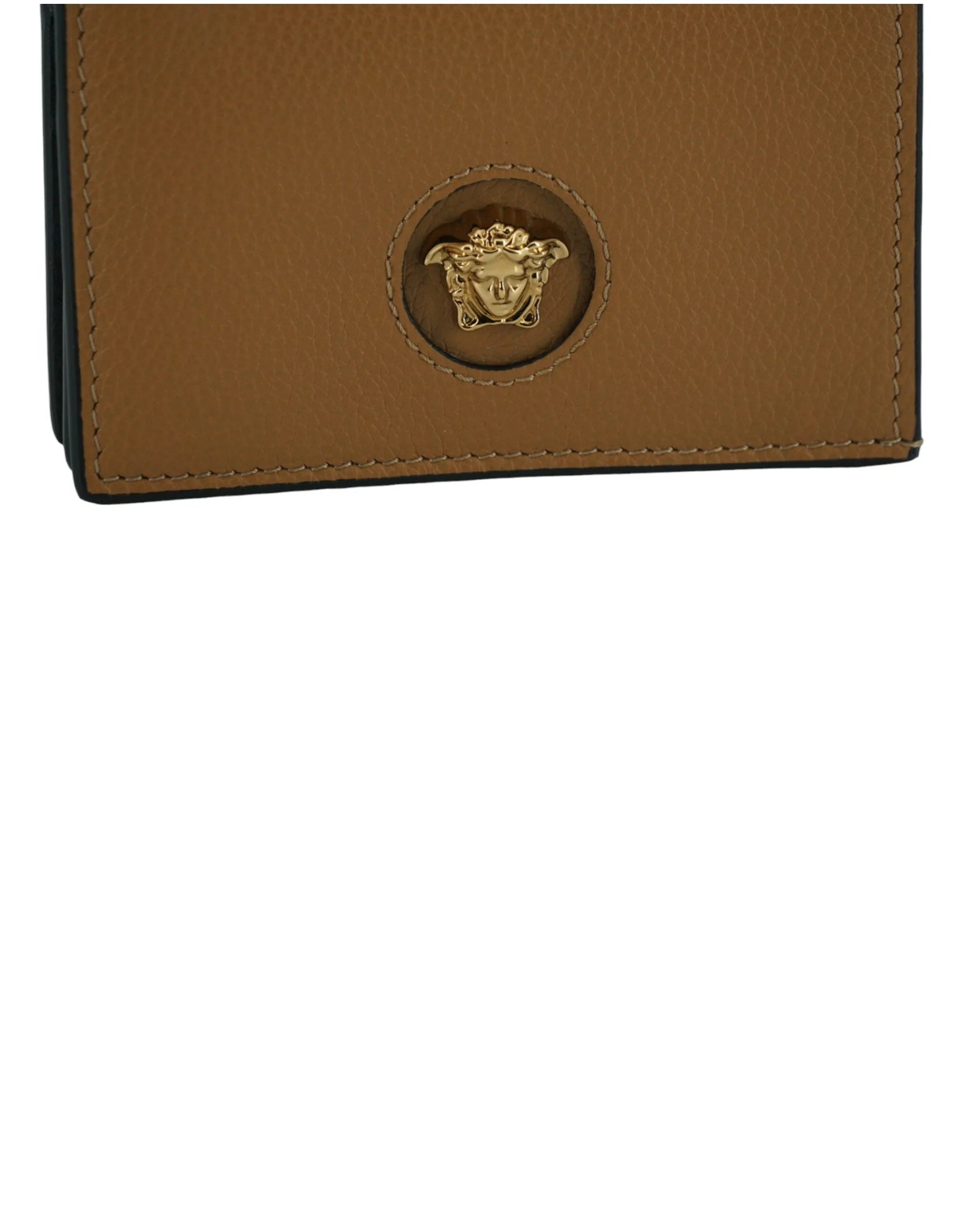 Versace Elegant Compact Leather Wallet in Brown - Wallets