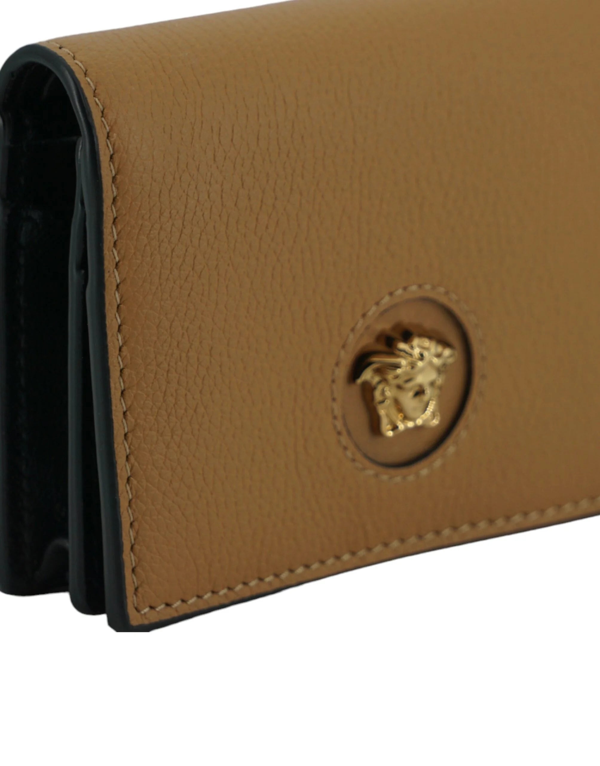 Versace Elegant Compact Leather Wallet in Brown - Wallets