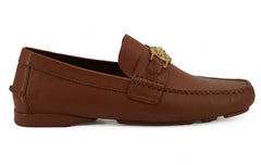 Versace Elegant Medusa-Embossed Leather Loafers - Flats