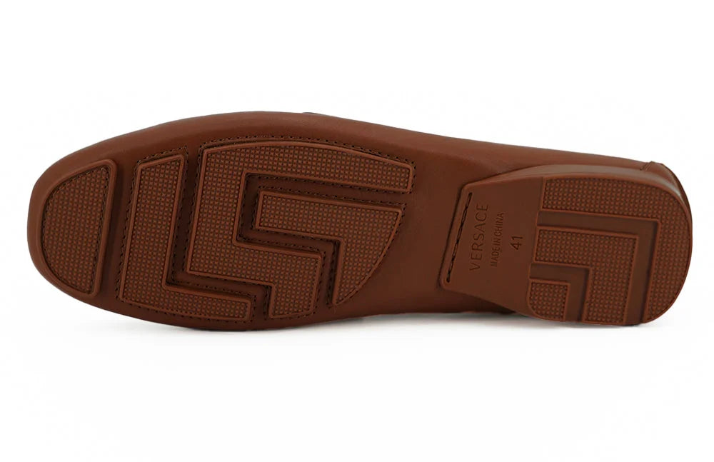 Versace Elegant Medusa-Embossed Leather Loafers - Flats