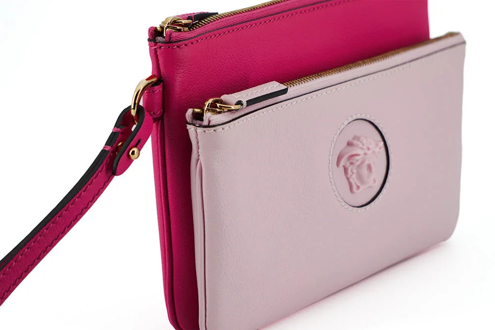 Versace Elegant Pink Leather Pouch Clutch - Clutch Bags