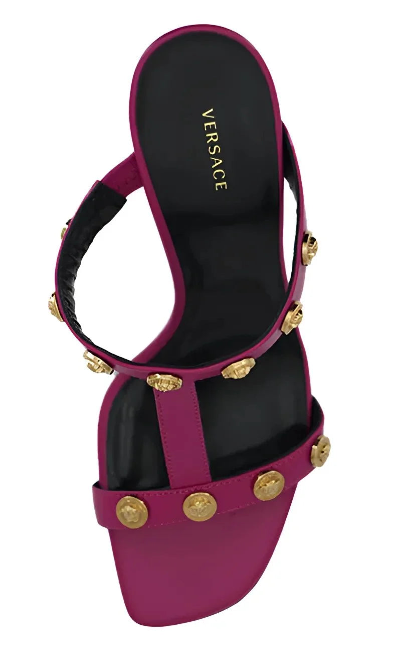 Versace Elegant Purple Calf Leather High Sandals - Sandals