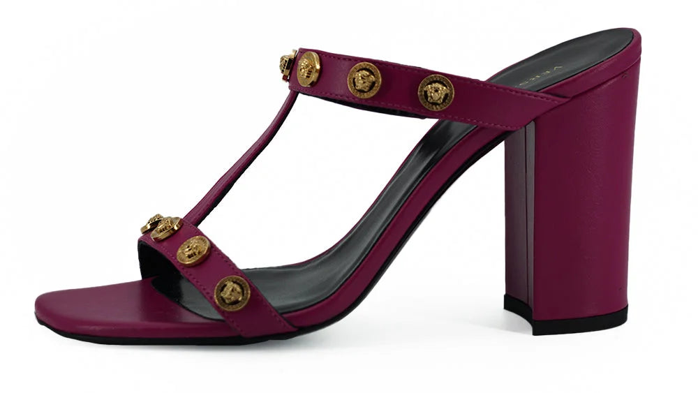 Versace Elegant Purple Calf Leather High Sandals - Sandals