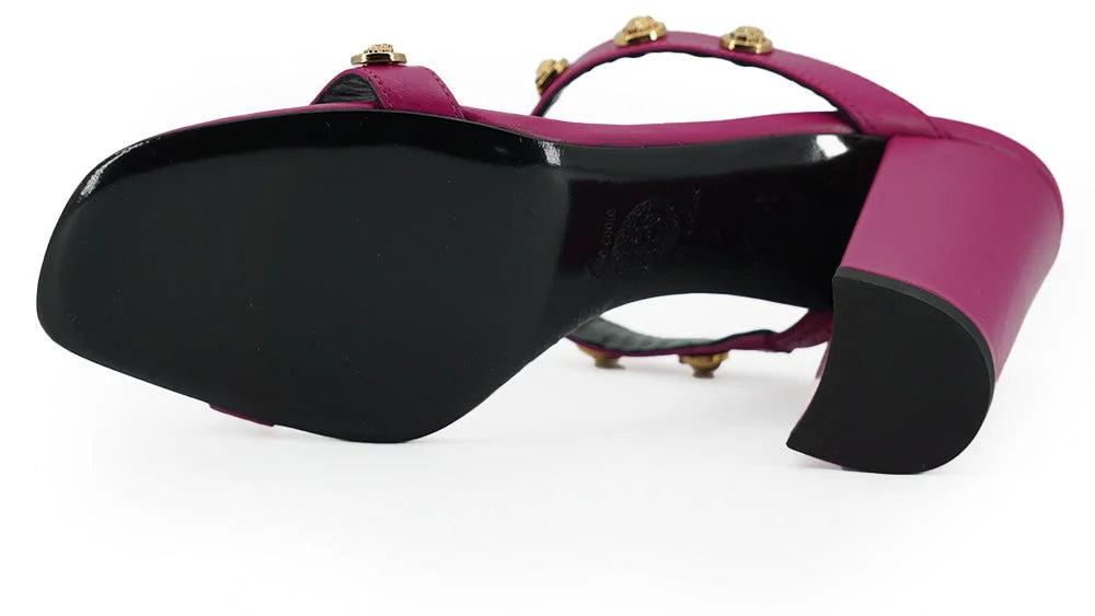 Versace Elegant Purple Calf Leather High Sandals - Sandals