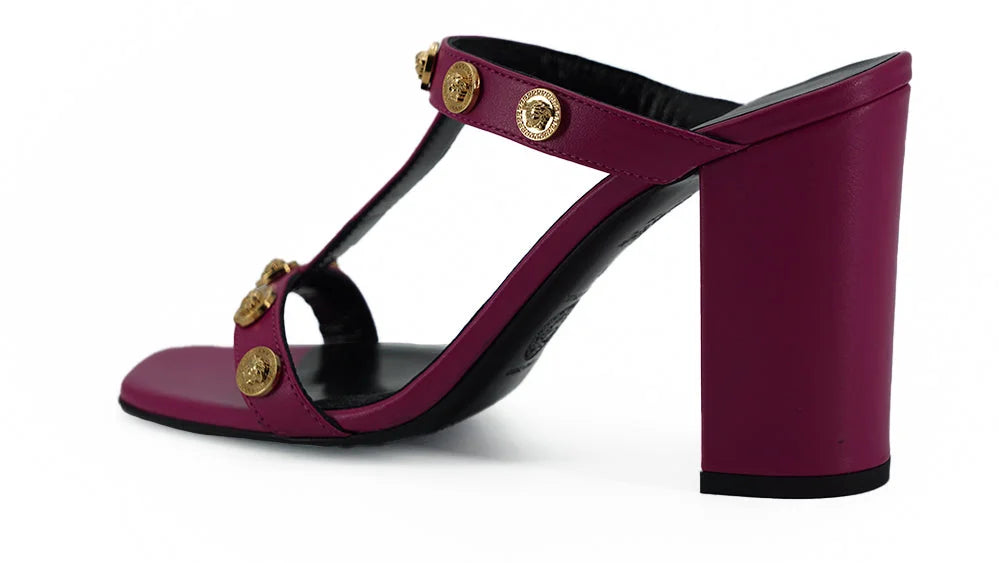 Versace Elegant Purple Calf Leather High Sandals - Sandals
