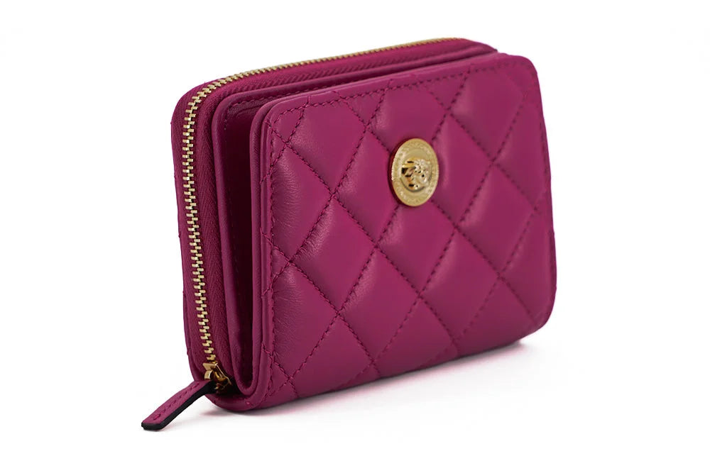 Versace Elegant Purple Quilted Leather Wallet - Wallets