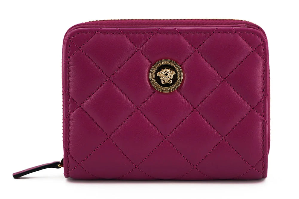 Versace Elegant Purple Quilted Leather Wallet - Wallets