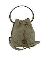Versace Elegant Small White Leather Bucket Shoulder Bag - Bucket Bags