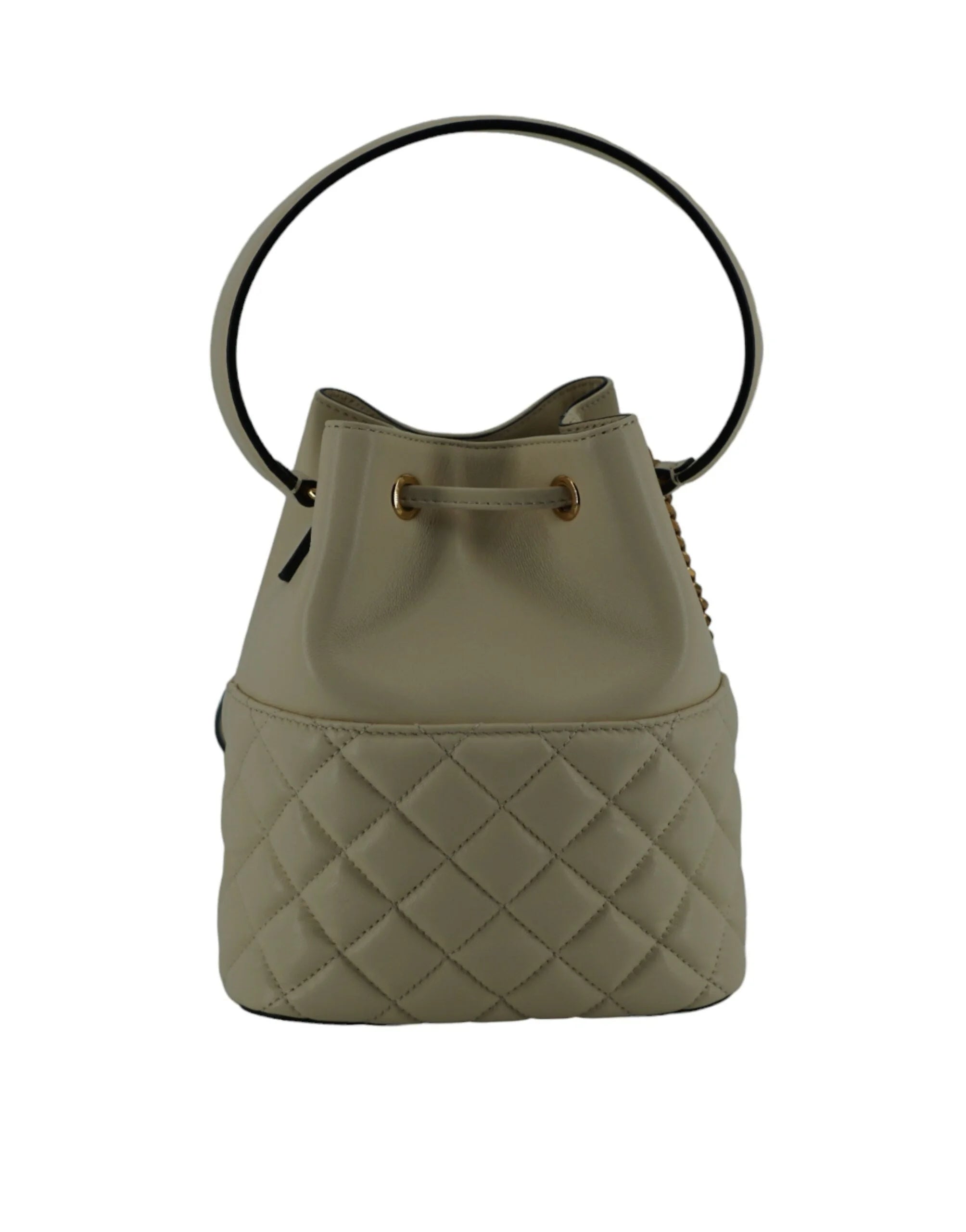 Versace Elegant Small White Leather Bucket Shoulder Bag - Bucket Bags