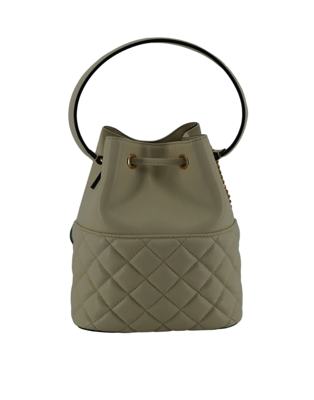 Versace Elegant Small White Leather Bucket Shoulder Bag - Bucket Bags