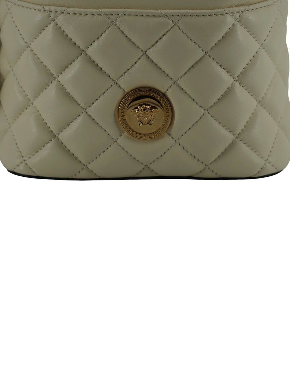 Versace Elegant Small White Leather Bucket Shoulder Bag - Bucket Bags