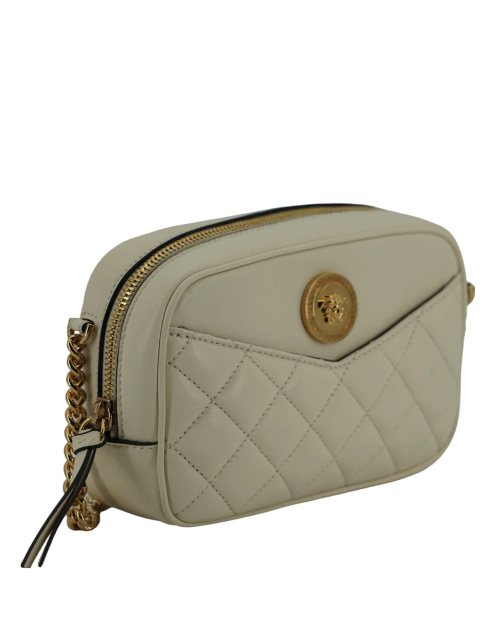 Versace Elegant White Lamb Leather Camera Bag - Cross Body Bags