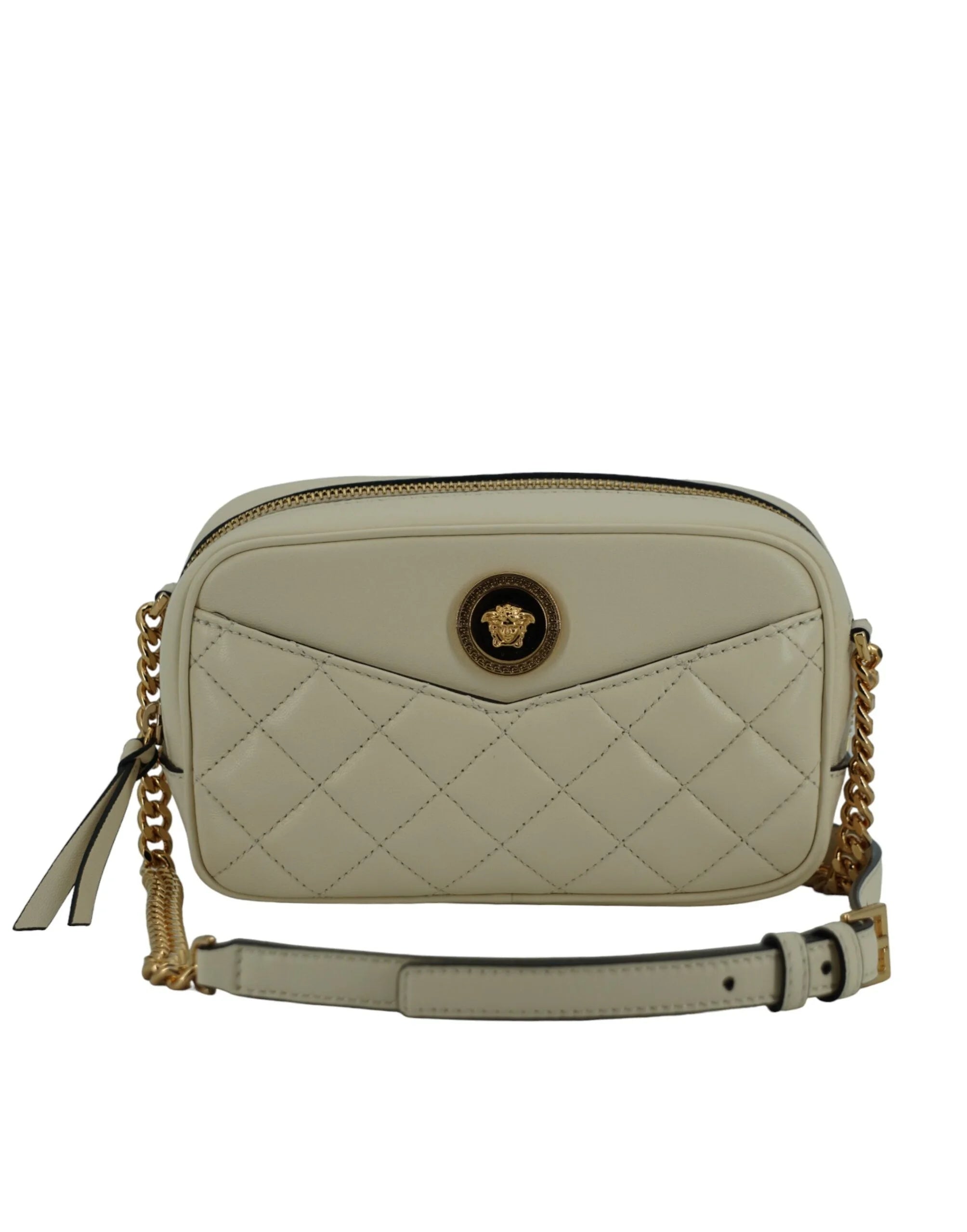 Versace Elegant White Lamb Leather Camera Bag - Cross Body Bags