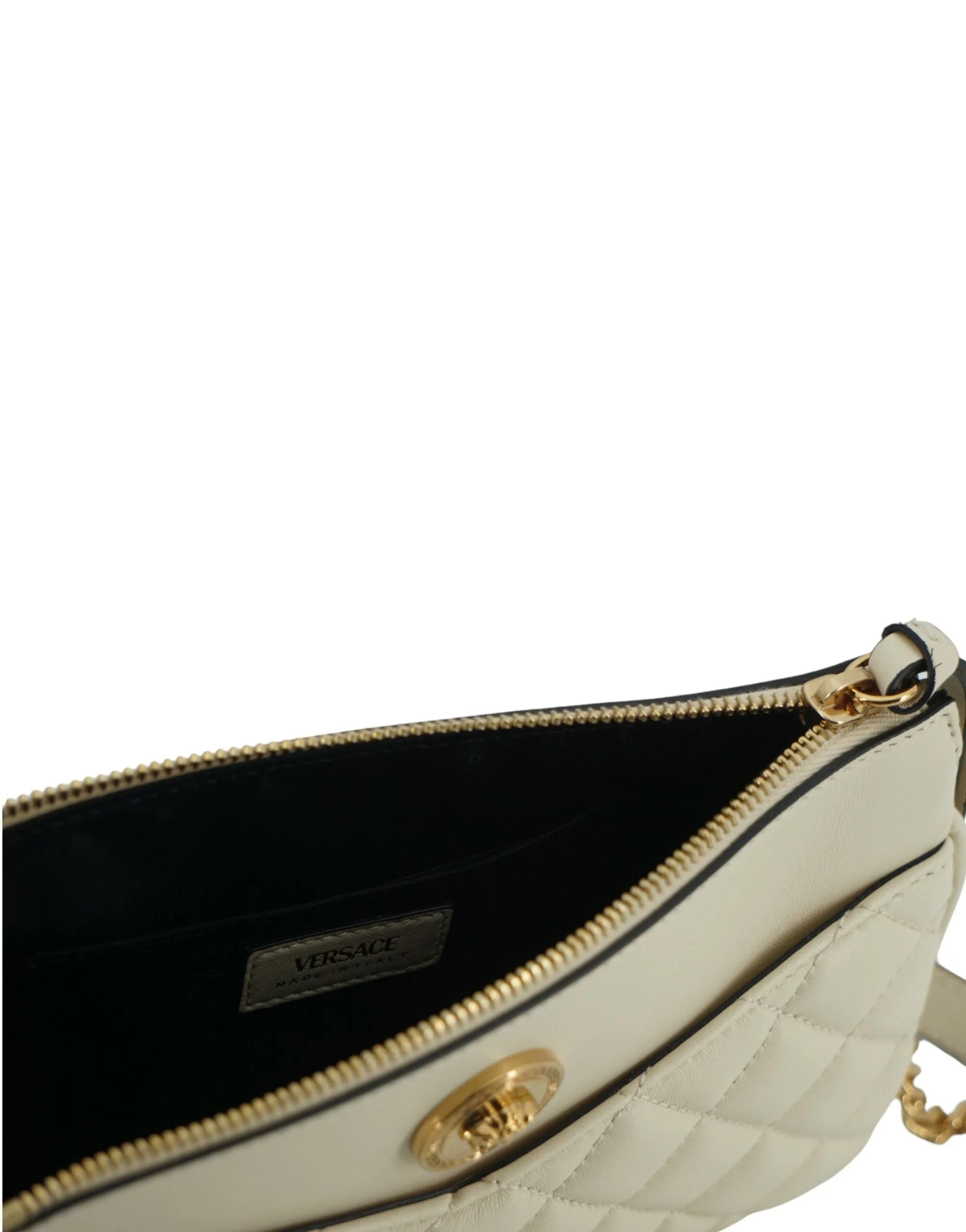 Versace Elegant White Lamb Leather Crossbody Pouch - Cross Body Bags