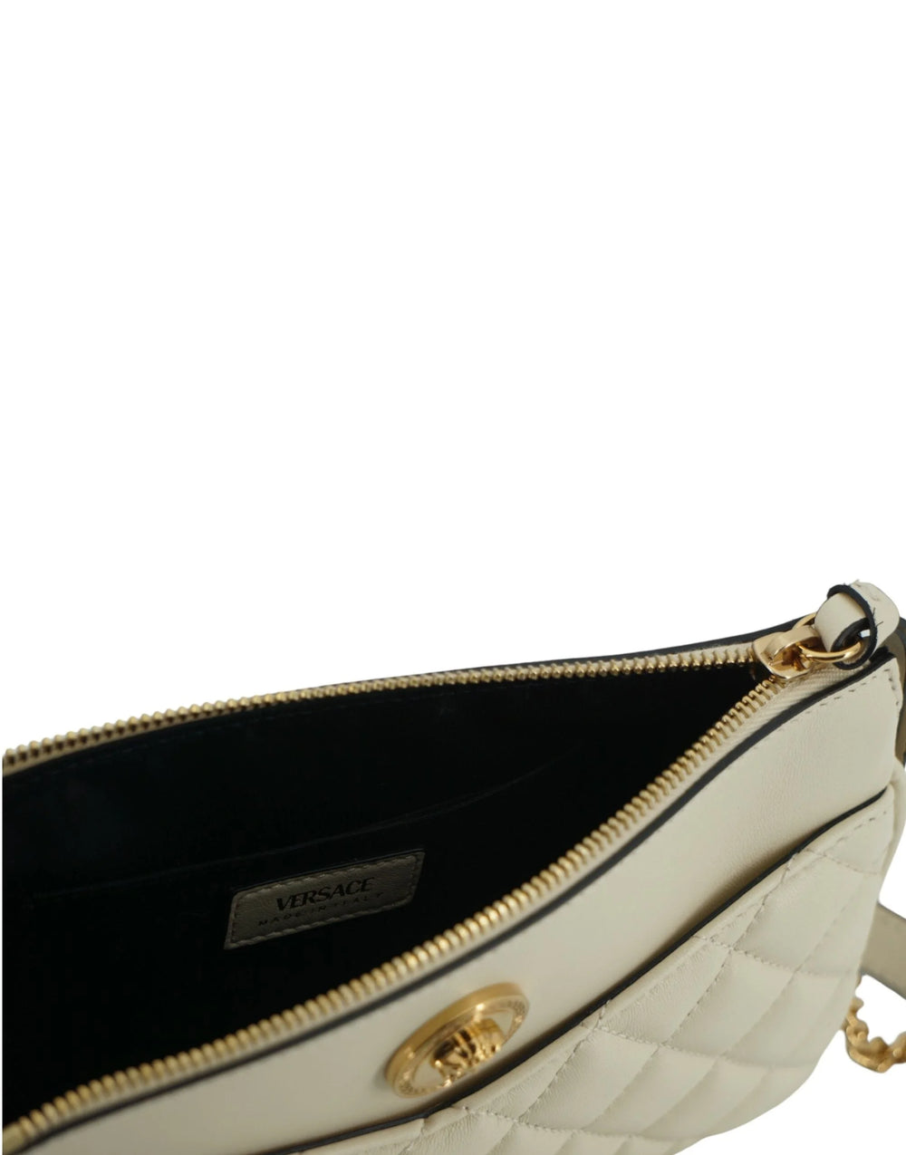 Versace Elegant White Lamb Leather Crossbody Pouch - Cross Body Bags