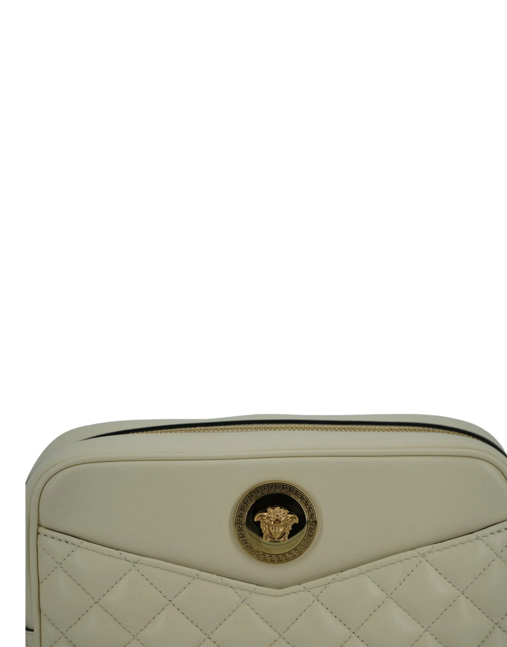 Versace Elegant White Leather Camera Shoulder Bag - Shoulder Bags