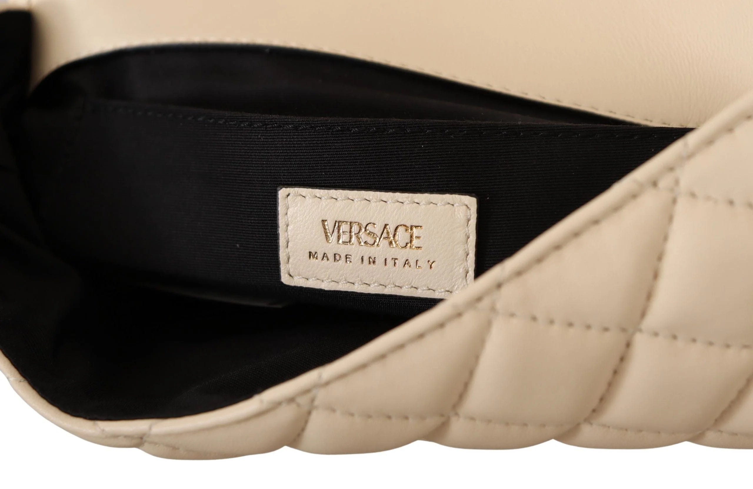 Versace Elegant White Nappa Leather Shoulder Bag - Shoulder Bags