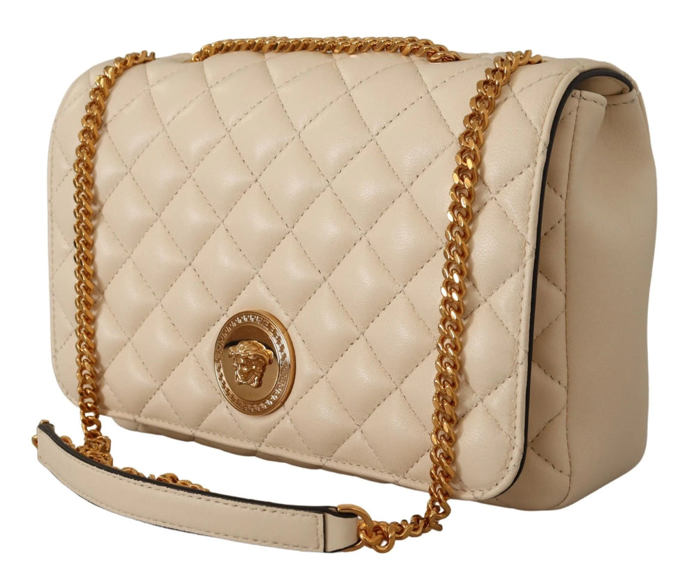 Versace Elegant White Nappa Leather Shoulder Bag - Shoulder Bags