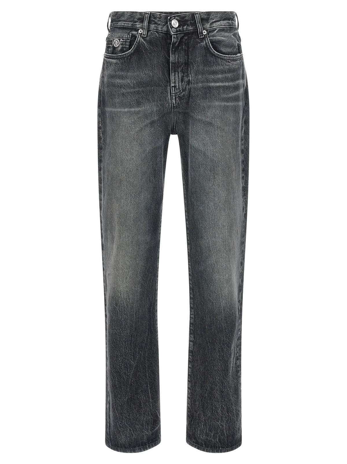 Versace Gray Cotton Straight-Leg Jeans