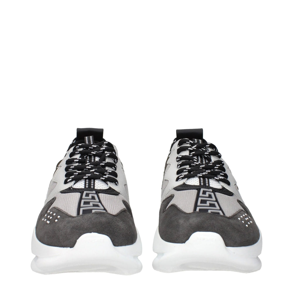 Versace Gray Fabric Chunky Sneakers