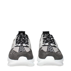 Versace Gray Fabric Chunky Sneakers