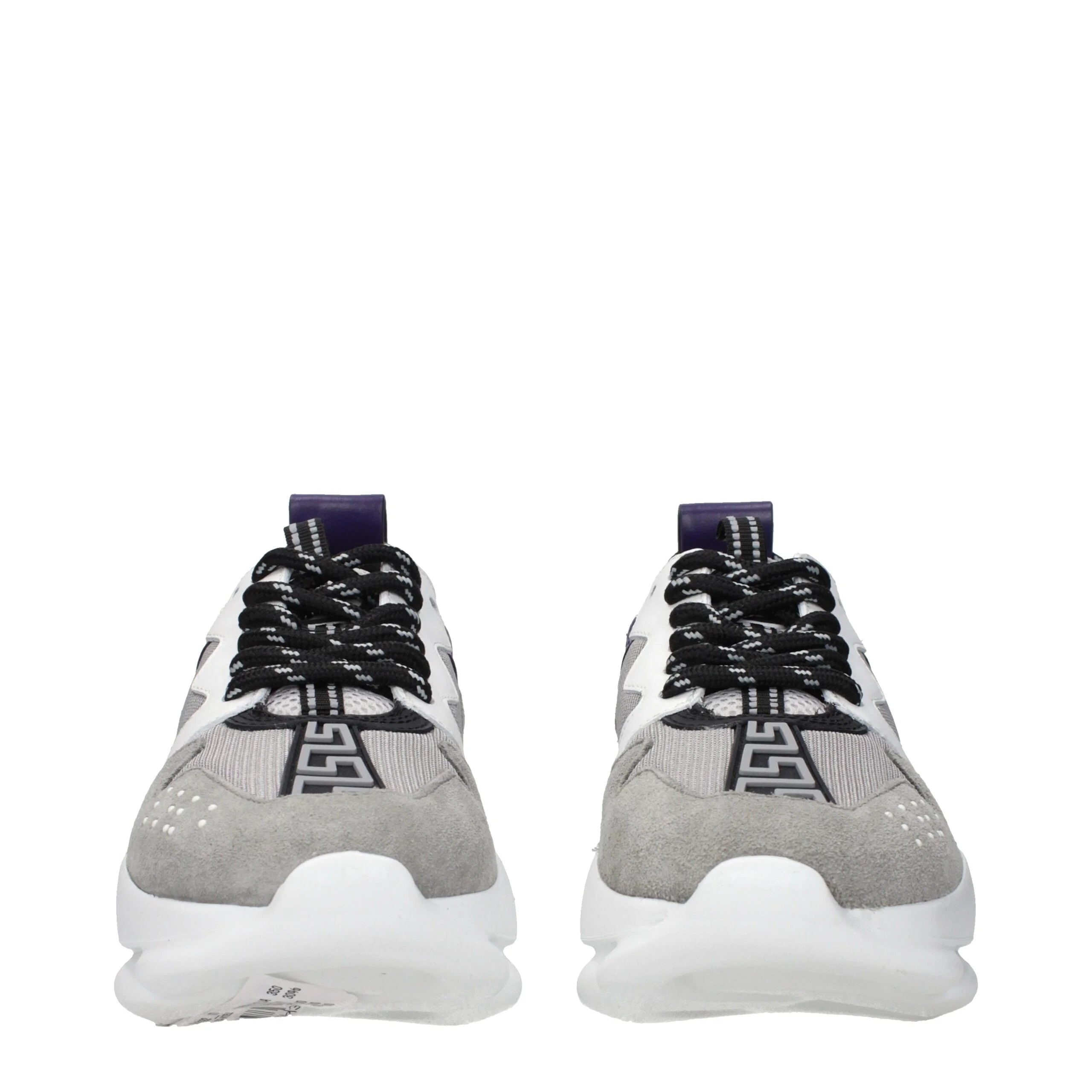 Versace Gray Leather Athletic Sneakers