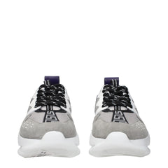 Versace Gray Leather Athletic Sneakers