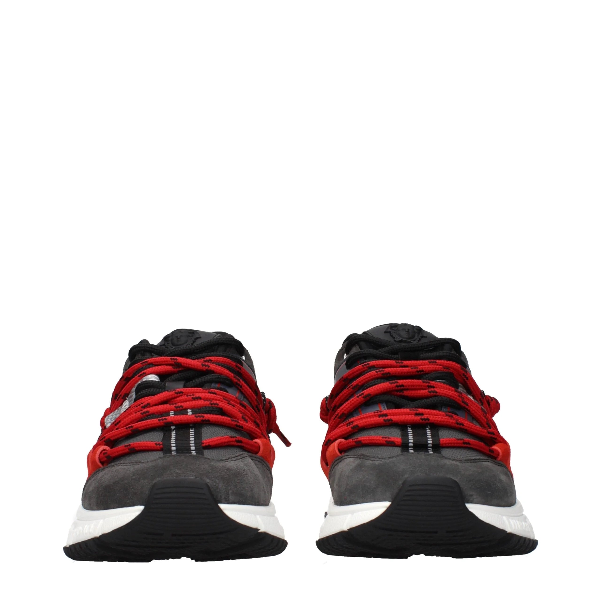 Versace Gray Leather Chunky Sneakers