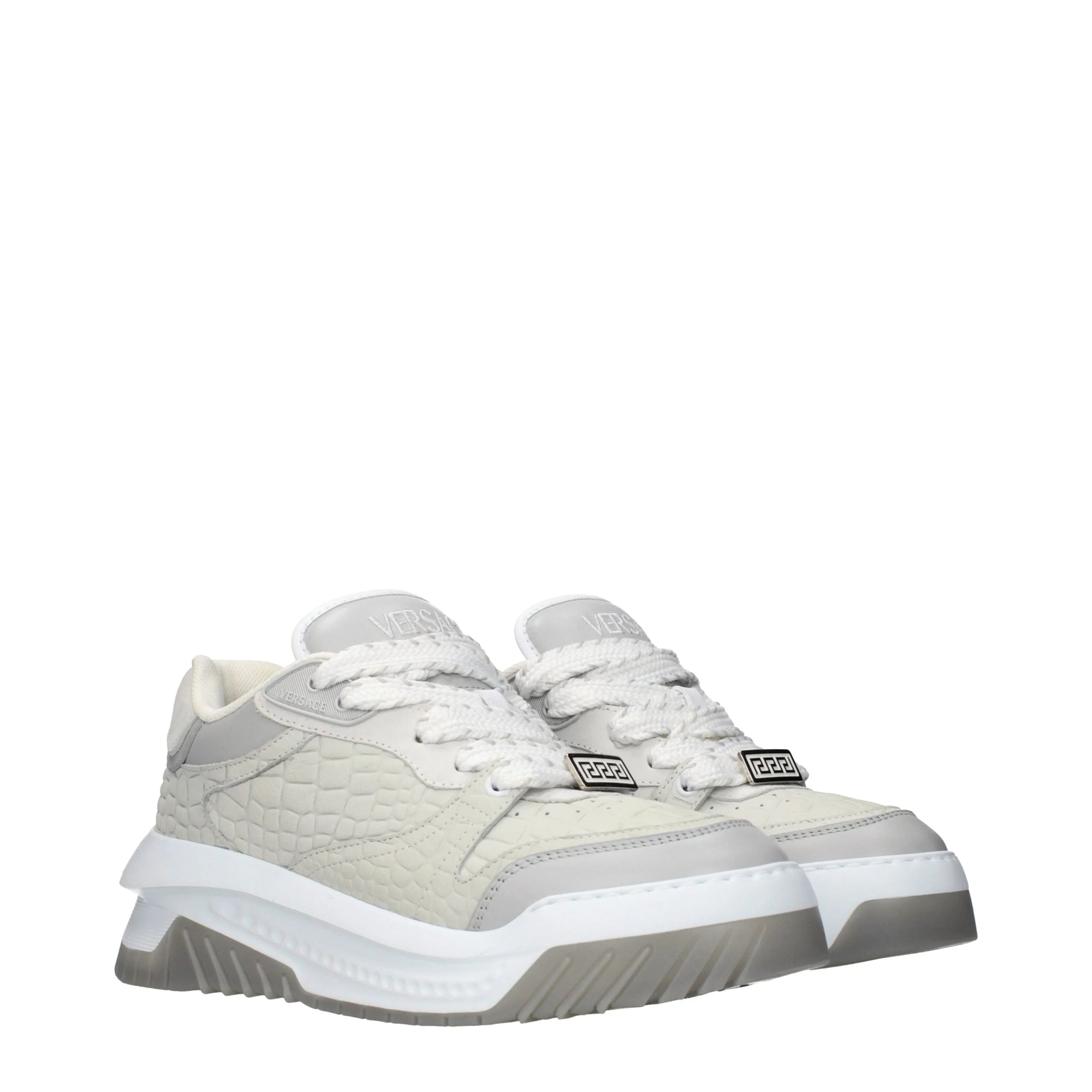 Versace Gray Leather Low Top Sneakers - EU40/US7