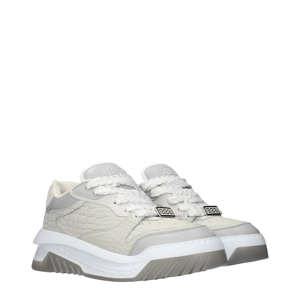 Versace Gray Leather Low Top Sneakers - EU40/US7