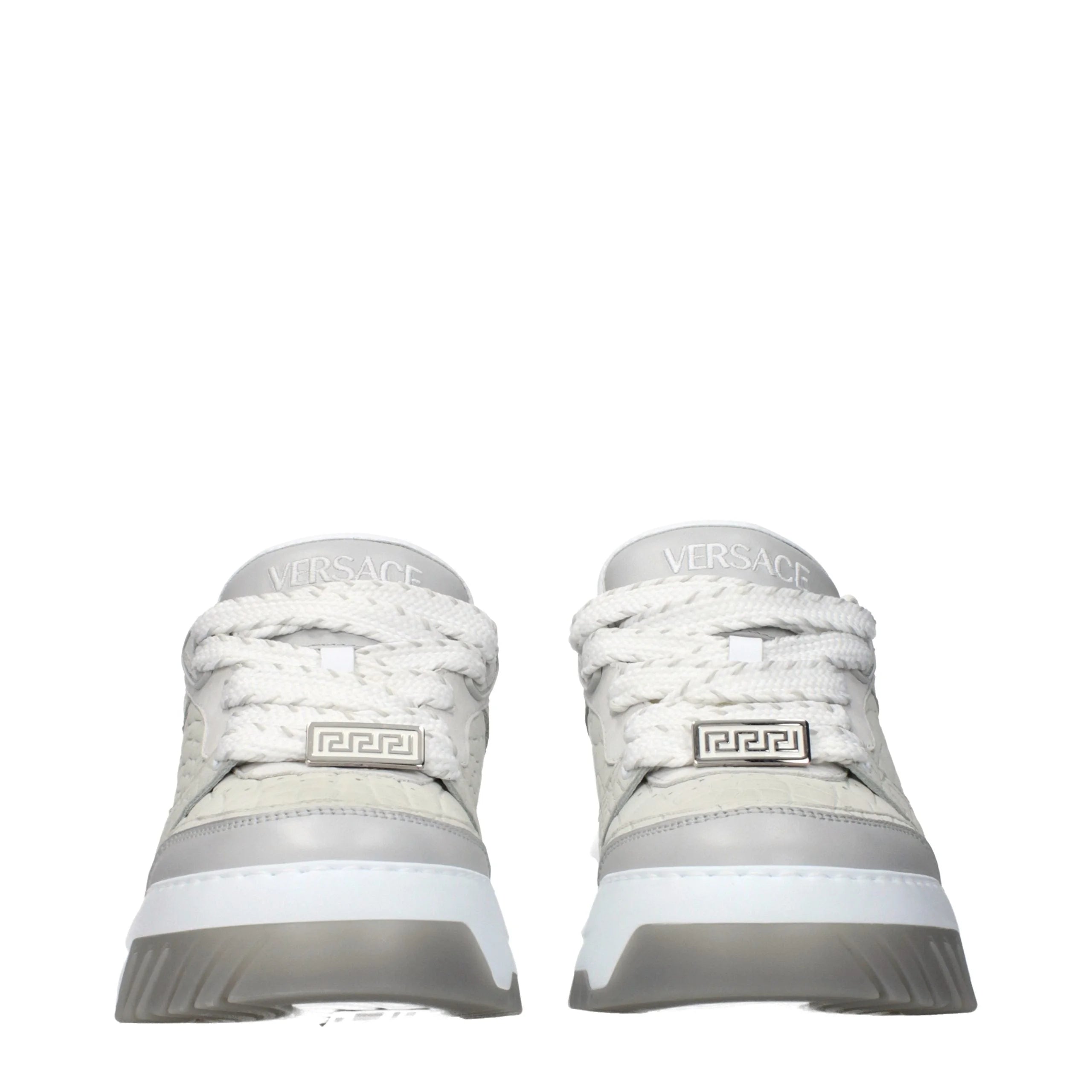 Versace Gray Leather Low Top Sneakers - EU40/US7