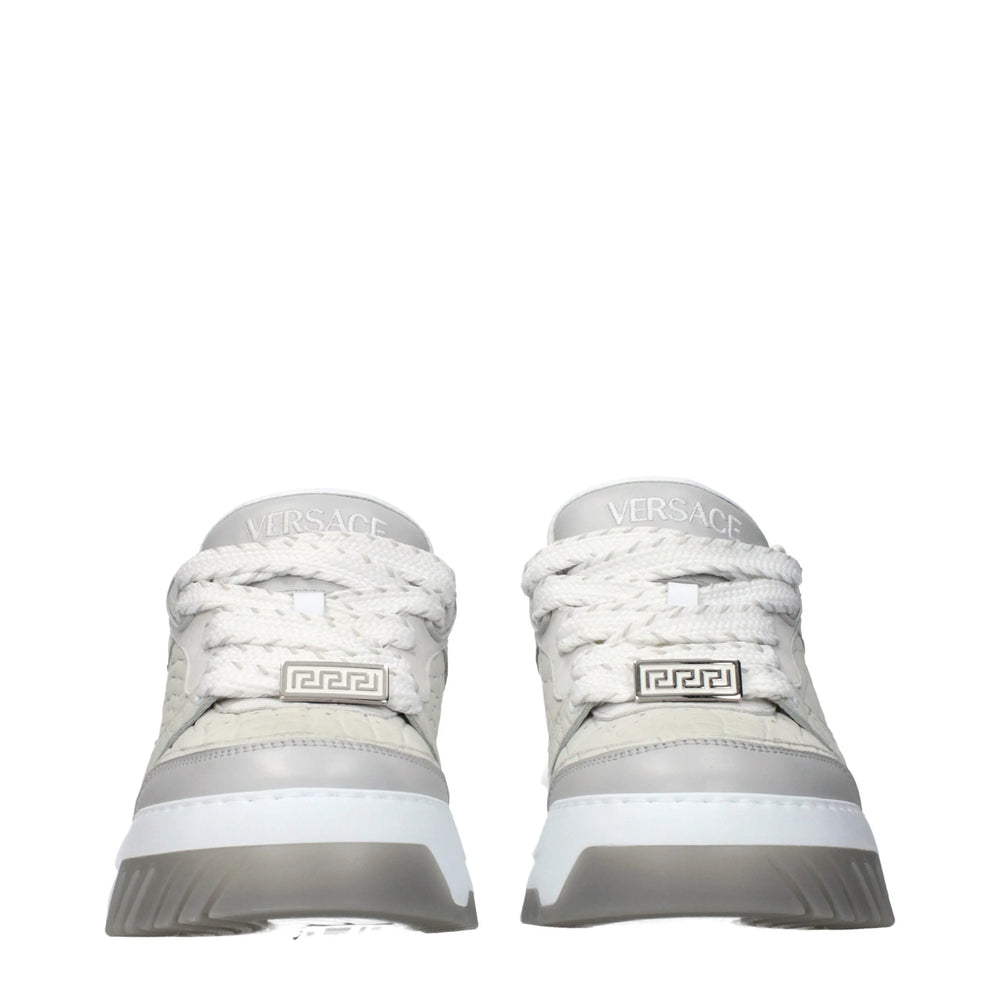 Versace Gray Leather Low Top Sneakers - EU40/US7